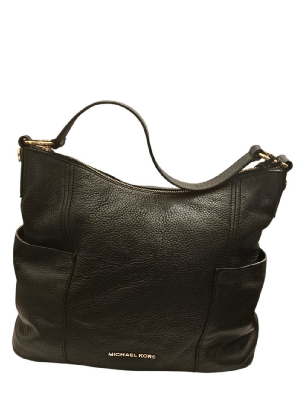Michael Kors Black Leather Shoulder Bag with Gold Hardware - Picture 5 of 17